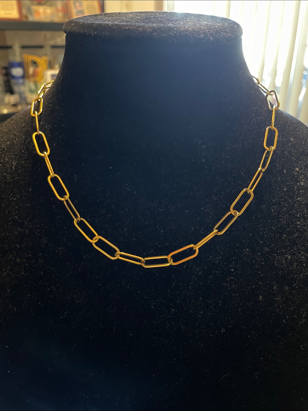 Gold Stainless Steel Paperclip Chain Necklace New 15-17.5”